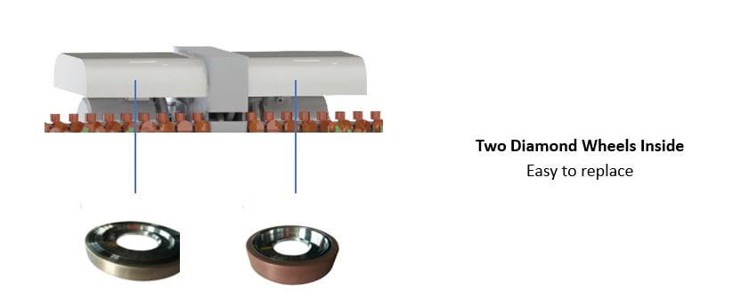 Dual Diamond Grinding Wheels of Double Head Straight Glass Edging Machine Dual Diamond Grinding Wheels of Double Head Straight Glass Edging Machine
