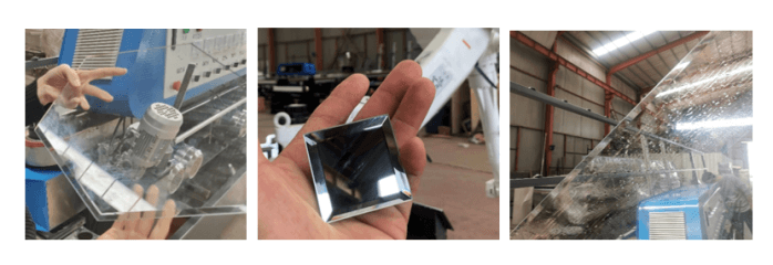 The processing effect demonstration of the Horizontal Glass Beveling Machine The processing effect demonstration of the Horizontal Glass Beveling Machine