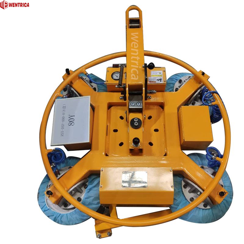 X Type Electric Vacuum Glass Lifter with 360° Rotation & Remote Control in The Field of Curtain Wall Construction.
