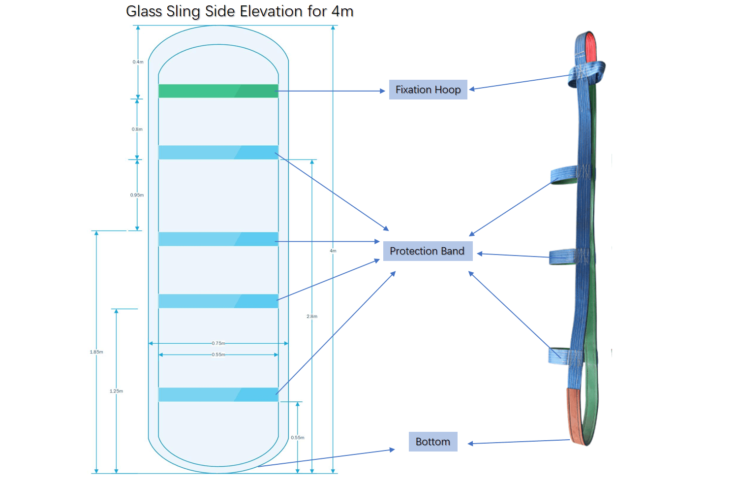 glass lifting sling design drawing