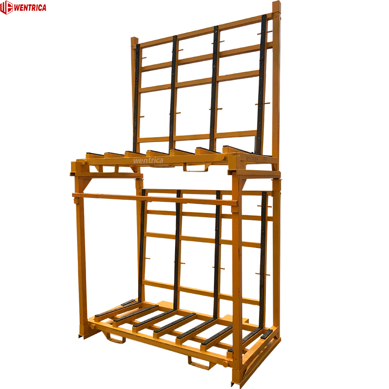 Heavy Duty L Buck Glass Rack with Forklift Pockets And Anti-Slip Rubber for Safe Vertical Storage And Transportation of Glass Sheets