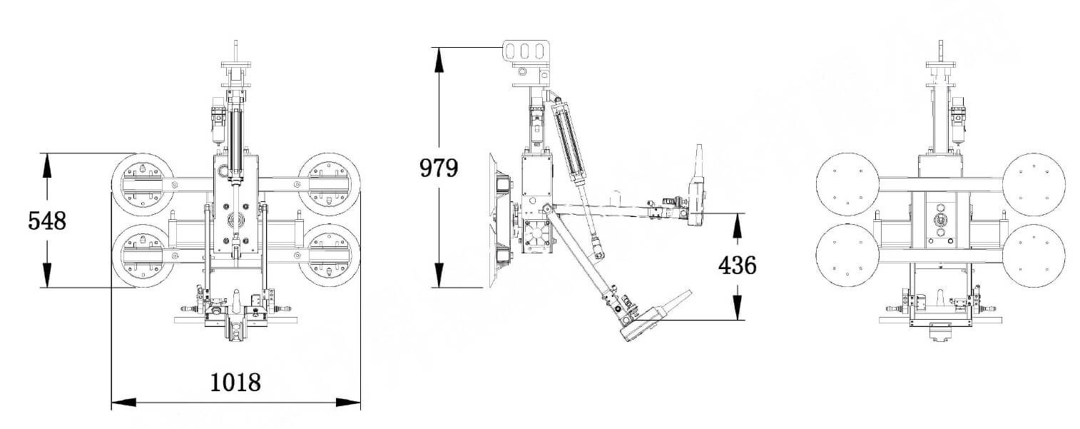 Design drawing of the pneumatic vacuum glass lifter