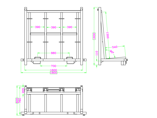 The design drawing of L Buck Glass Rack