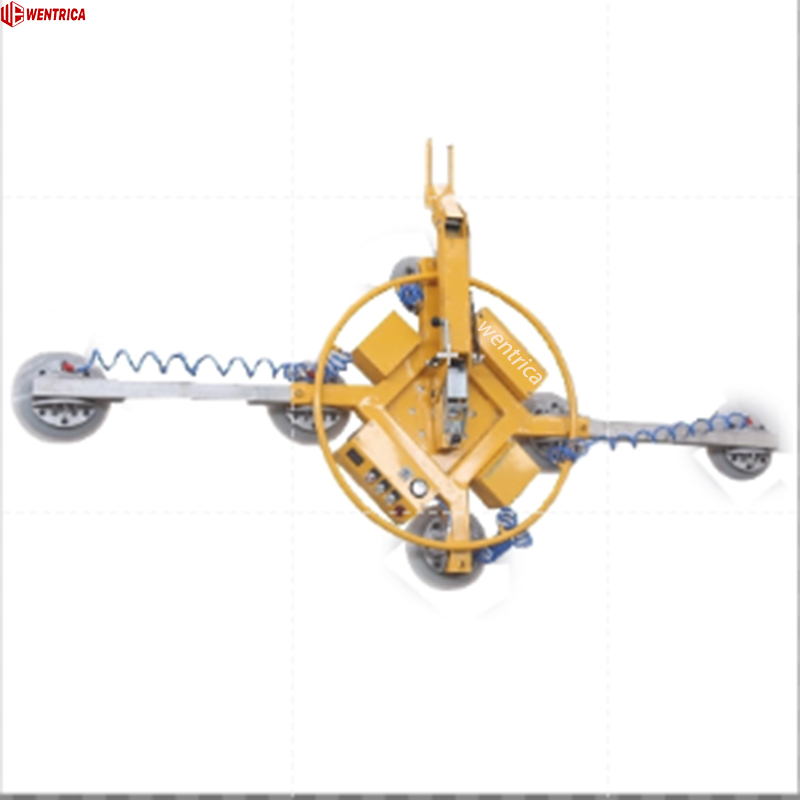 X Type Electric Vacuum Glass Lifter with 360° Rotation & Remote Control in The Field of Curtain Wall Construction.