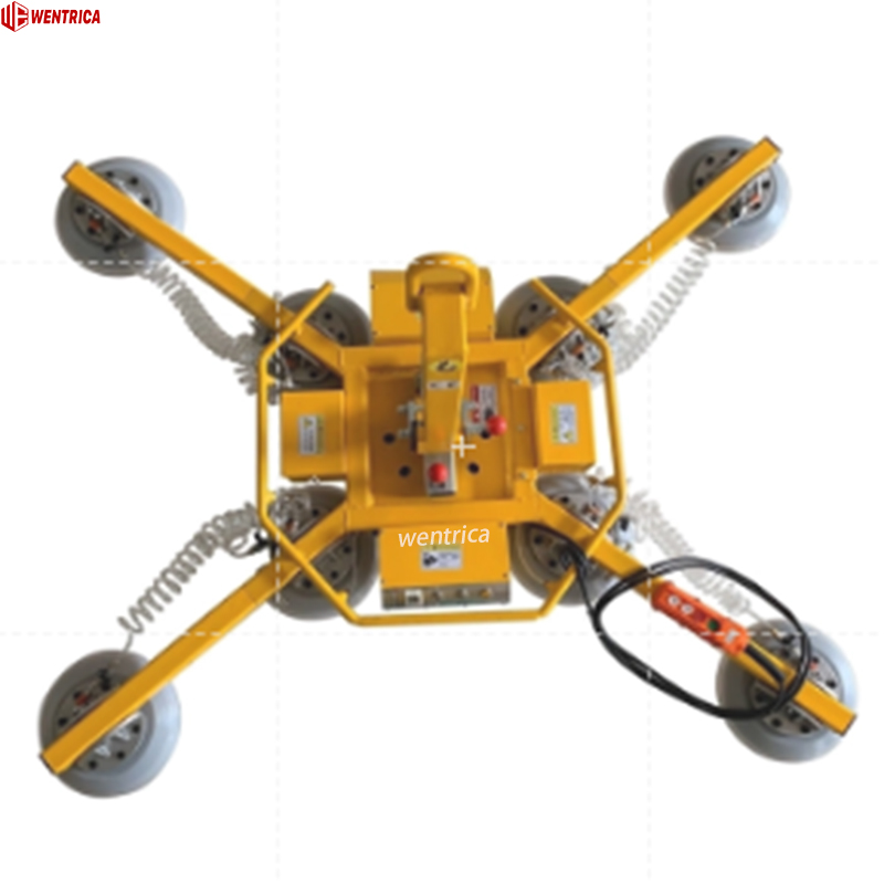 X Type Electric Vacuum Glass Lifter with 360° Rotation & Remote Control in The Field of Curtain Wall Construction.